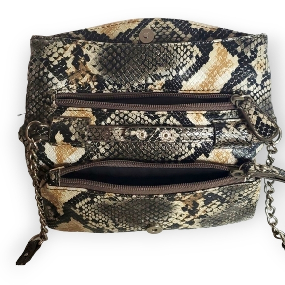 Nine West Snakeskin Print Clutch Wristlet Shoulder Bag - Picture 5 of 7